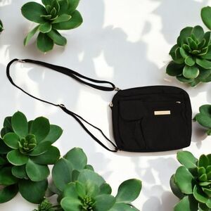 Travelers Black Nylon Lightweight Crossbody Sling Shoulder Bag Purse